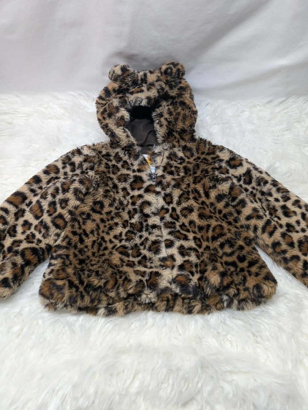 C&C California Leopard Faux Fur Hooded Puffer Jacket - Brown